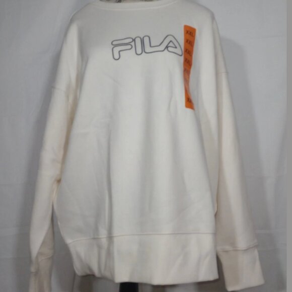 FILA Gardenia Crewneck Sweatshirt Ivory XXL NWT Logo Pullover - Picture 2 of 10